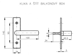 Okovje ROSTEX ročaj in ščit balkon 804 (KROM NERJAVEČE JEKLO)