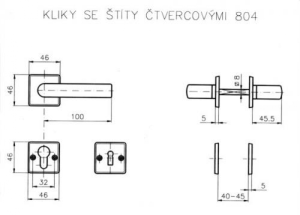 Stavbno okovje ROSTEX 804 kvadrat (KROM SIJAJNO NERJAVEČE JEKLO)