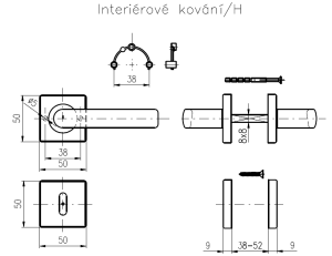 Okovje za vrata ROSTEX TORINO/H (MAT NERJAVEČE JEKLO)