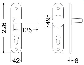 AKCIJA Vratno okovje RICHTER SABRINA (F1) - PZ - korak 72 mm, ročaj/gumb