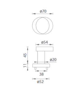 Vratna krogla offset MP 2273 ⌀ 55 mm (BRUŠENO NERJAVEČE JEKLO)