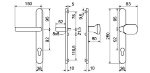 Profilno okovje za vrata RICHTER RHD 0030 (F1, F4, F9, BELA, ANTRACIT, ČRNA)