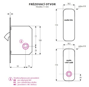 Školjke za drsna vrata TWIN KIT set Quatro BB (XR, XR-S, XR-I, XR-T, CH-SAT, CH)