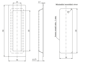 Školjka za drsna vrata ROSTEX kvadratna 150mm (MAT INOX, ČRNA)