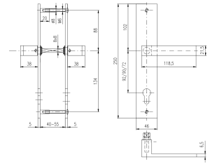 Okovje za vrata 850 SURIVAL-46 (MAT INOX) kljuka