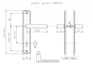 Okovje za vrata ROSTEX PROFIO (MAT NERJAVEČE JEKLO)