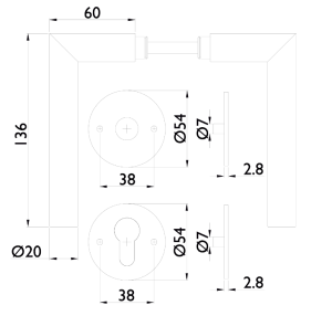 Okovje za vrata TWIN VISION H 1802FL FAST LOCK (CM)