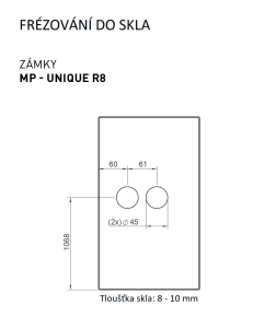 MP - UNIQUE R8 - ERBA ročaj steklo LOCK - BB (BS - Matt Black)