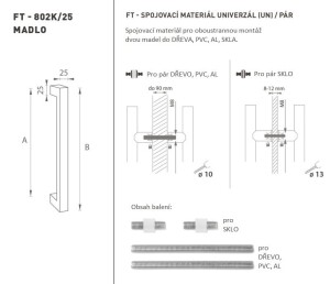 KLJUKA MP koda K02K 25x25 mm UN - par (BN - Brušeno nerjaveče jeklo)