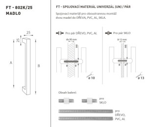 KLJUKA MP šifra K02K 25x25 mm - UN par (BS - Mat črna)