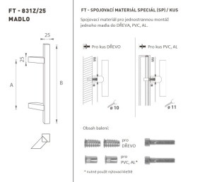 KLJUKA MP koda K31Z 25x25 mm SP - kos (BN - Brušeno nerjaveče jeklo)