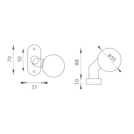 Vratna krogla MP - ofset - 55 - UOR (BS - črna mat)