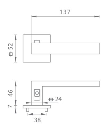 Vratno okovje MP TI - SQUARE - HR 4275Q 7S z zaklepanjem, 38-45 mm (BS - Mat črna)