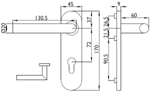 Okovje za vrata TWIN VISION H 1802 FS (E)