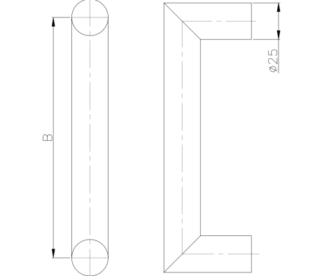 Ročaj TWIN BJ 118002, ∅ 25 mm - kos (nerjaveče)