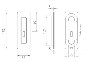 Školjka za drsna vrata MP TI 4181 5S - BB (WS)