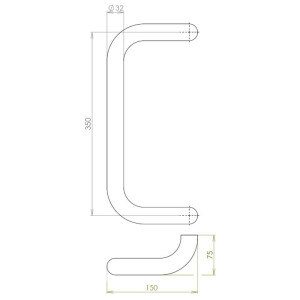 Kljuka za vrata iz nerjavečega jekla &quot;G&quot; HOLAR, ø 32 mm - Satin mat