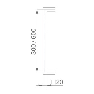 Kljuka za vrata iz nerjavečega jekla &quot;U&quot; HOLAR, kvadratna 20x20 mm - saten mat