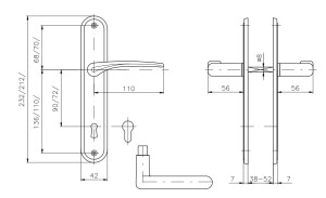 AKCIJA Vratno okovje ROSTEX IDEAL (SIJOČI KROM - NERJAVEČE JEKLO) - razmik 72 mm, PZ