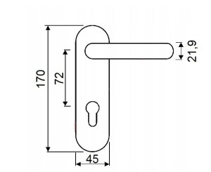 PRODAM KLJUKA ZA TEHNIČNA VRATA (črna) - razmak 72 mm