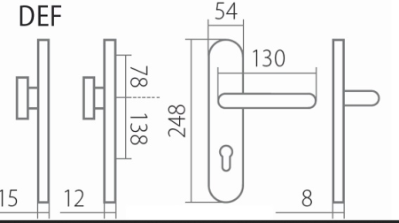 Varnostno okovje TWIN COLUMBUS DEF H 2087KS z ročajem LOFT (E)