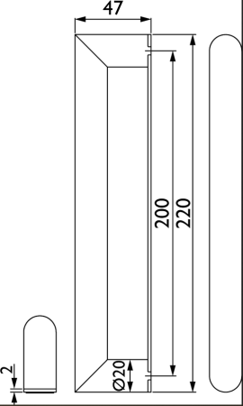 DVOJNI ROČAJ H 8002 220/200mm (CM) - SAMOLEPILNI